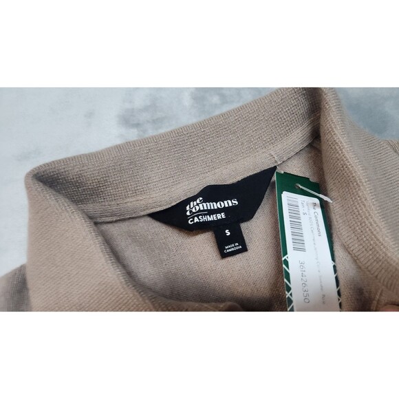 The Commons Men's Tan Small 100% Cashmere Collar Sweater Polo Shirt NWT - Picture 3 of 9